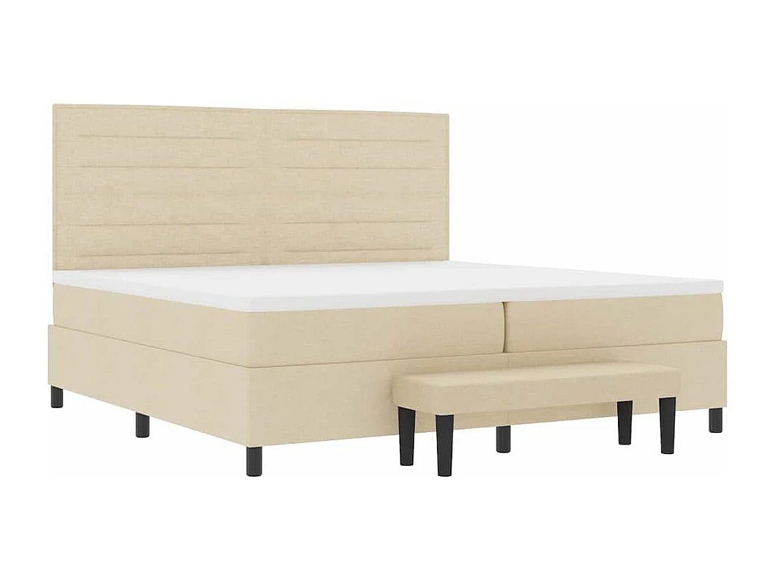 Lit à ressorts avec matelas Crème 200 x 200 cm tissu