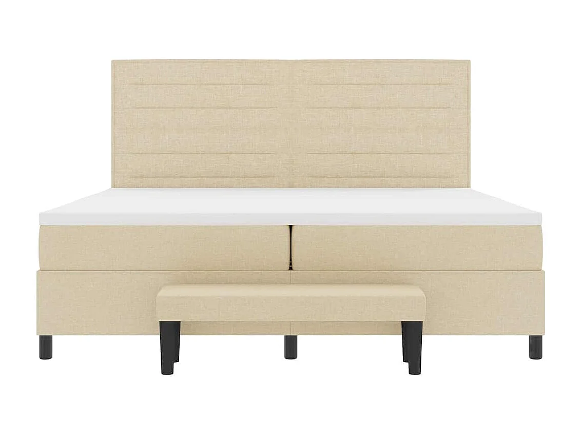 Lit à ressorts avec matelas Crème 200 x 200 cm tissu