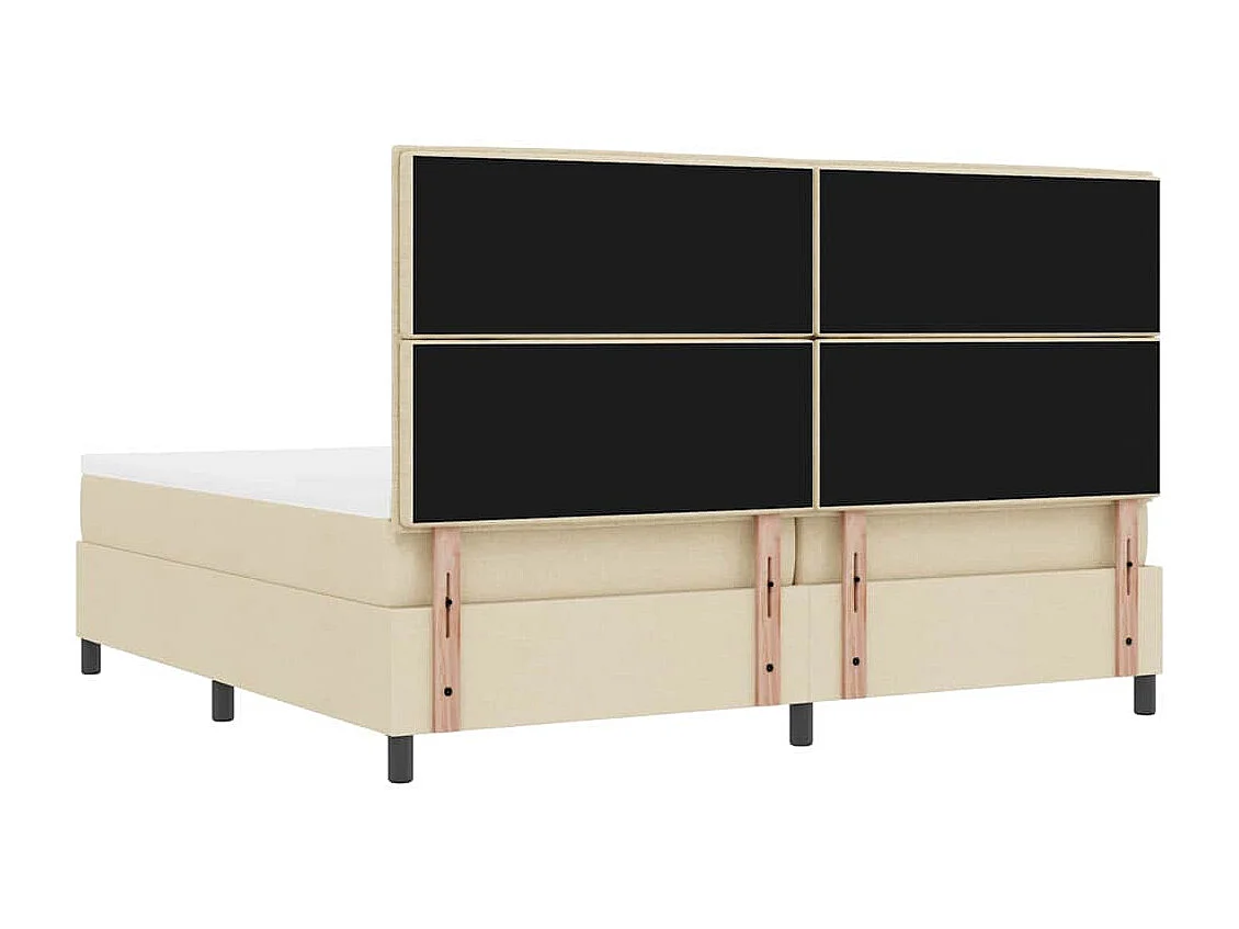 Lit à ressorts avec matelas Crème 200 x 200 cm tissu