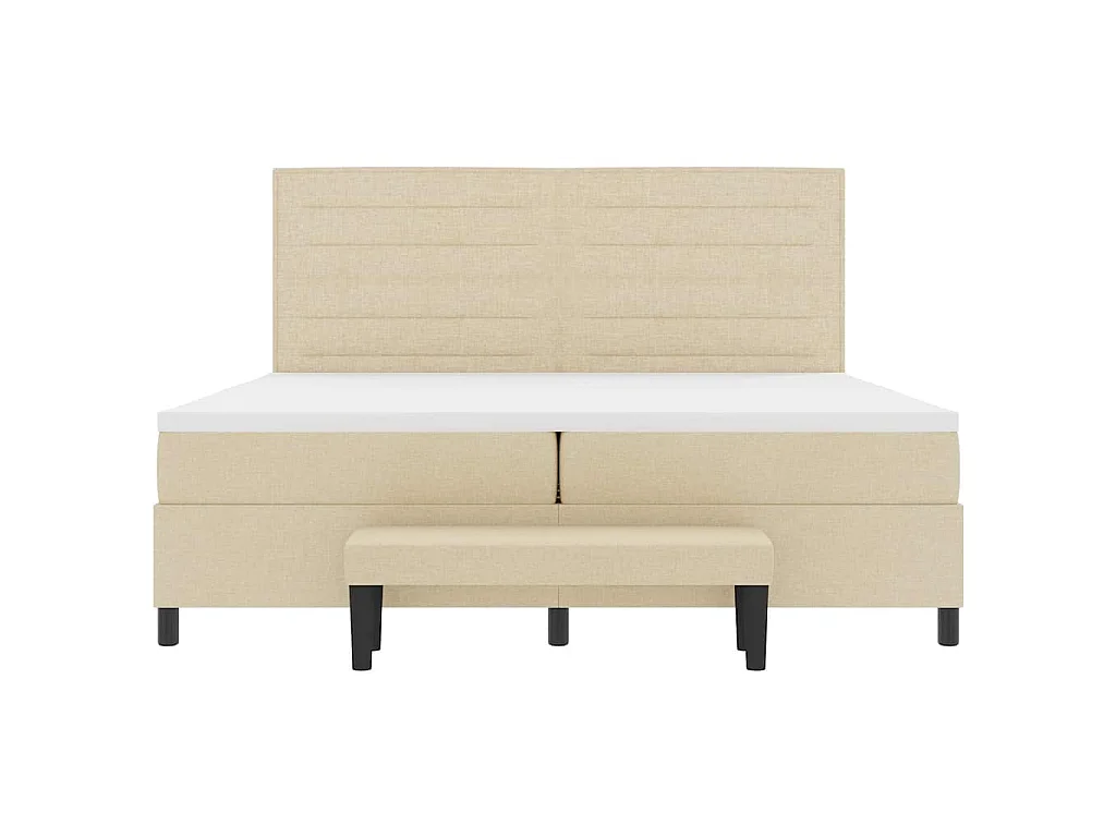 Cama Box com colchão com cabeceira Creme 200 x 200 cm tecido