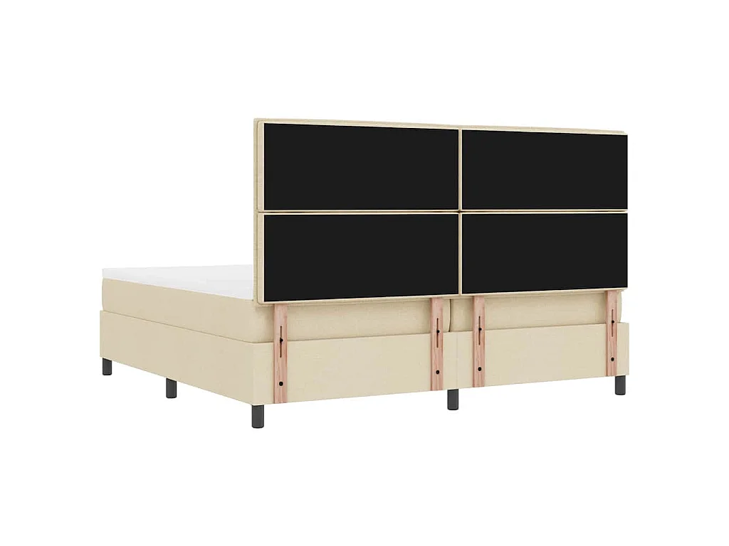 Cama Box com colchão com cabeceira Creme 200 x 200 cm tecido
