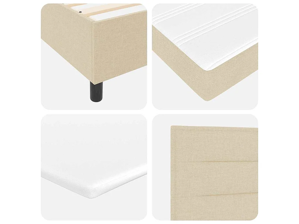 Cama Box com colchão com cabeceira Creme 200 x 200 cm tecido