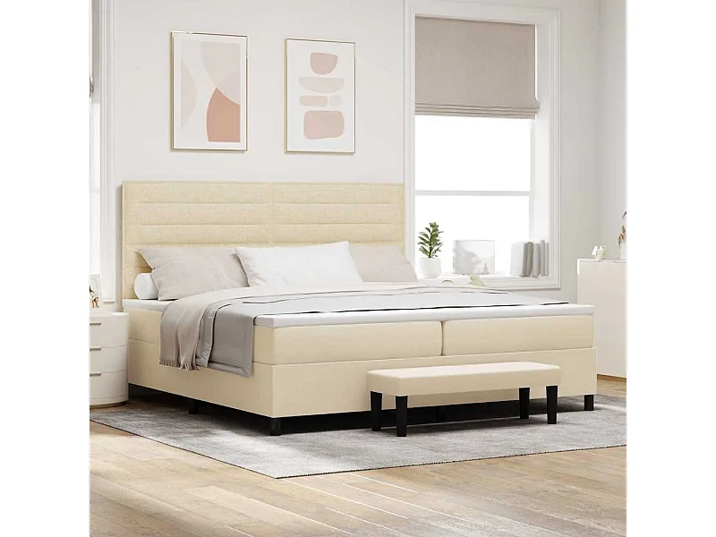 Boxspringbett mit Matratze Creme 200 x 200 cm Stoff