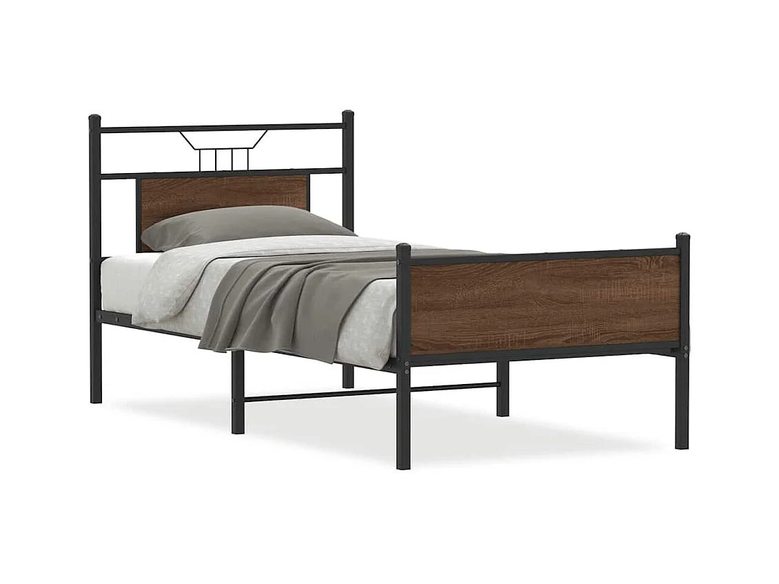 Bettgestell ohne Matratze Braun Eiche 75x190 cm Holzwerkstoff