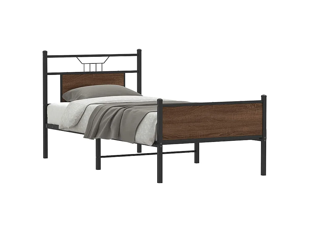 Cadre de lit sans matelas chêne marron 75x190cm bois ingénierie
