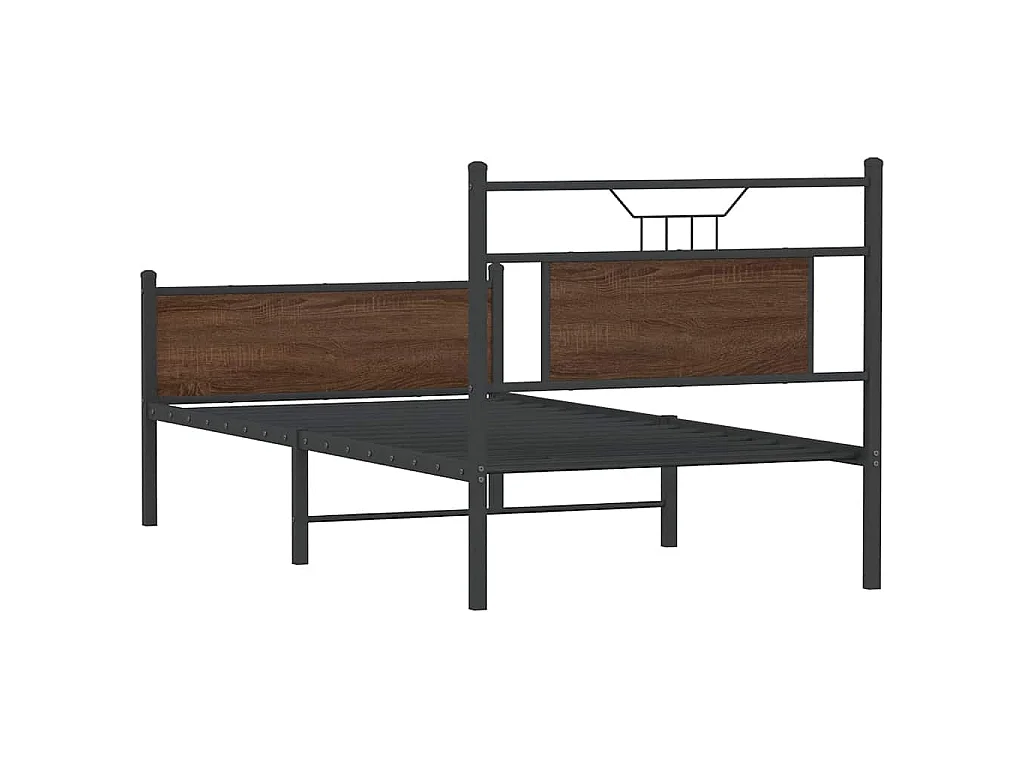 Cadre de lit sans matelas chêne marron 75x190cm bois ingénierie