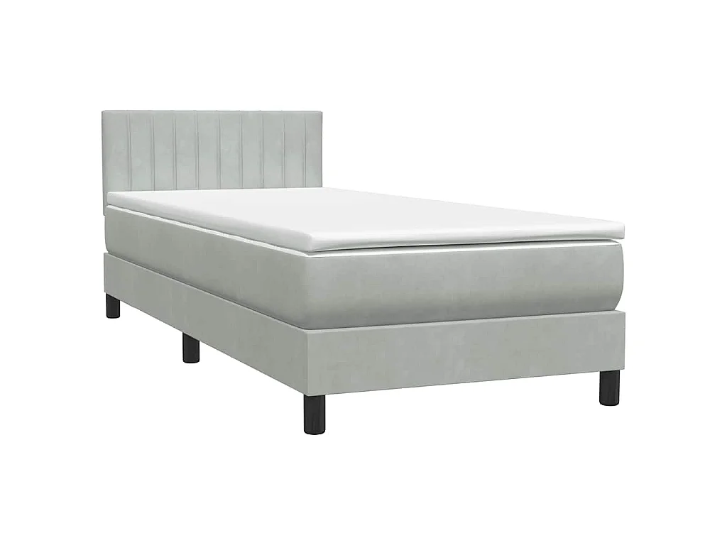 Boxspringbett mit Matratze Hellgrau 80x210 cm Samt
