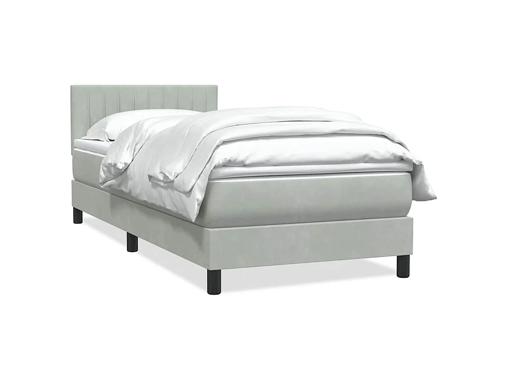 Boxspringbett mit Matratze Hellgrau 80x210 cm Samt