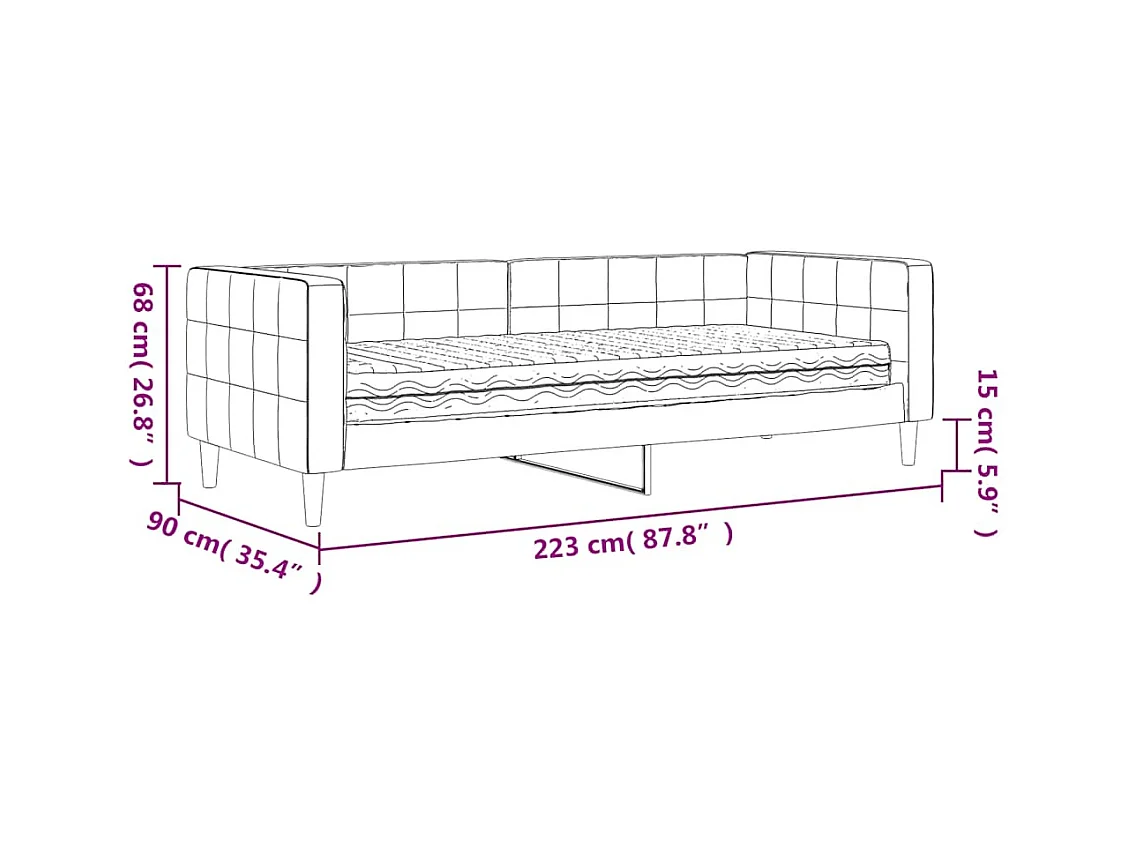 Tagesbett mit Matratze Dunkelgrau 80x200 cm Samt