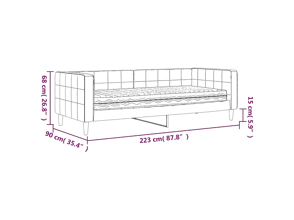 Tagesbett mit Matratze Dunkelgrau 80x200 cm Samt