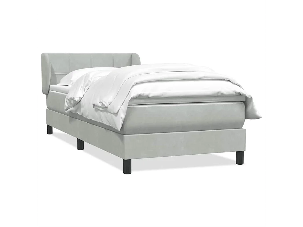 Boxspringbett mit Matratze Hellgrau 80x210 cm Samt