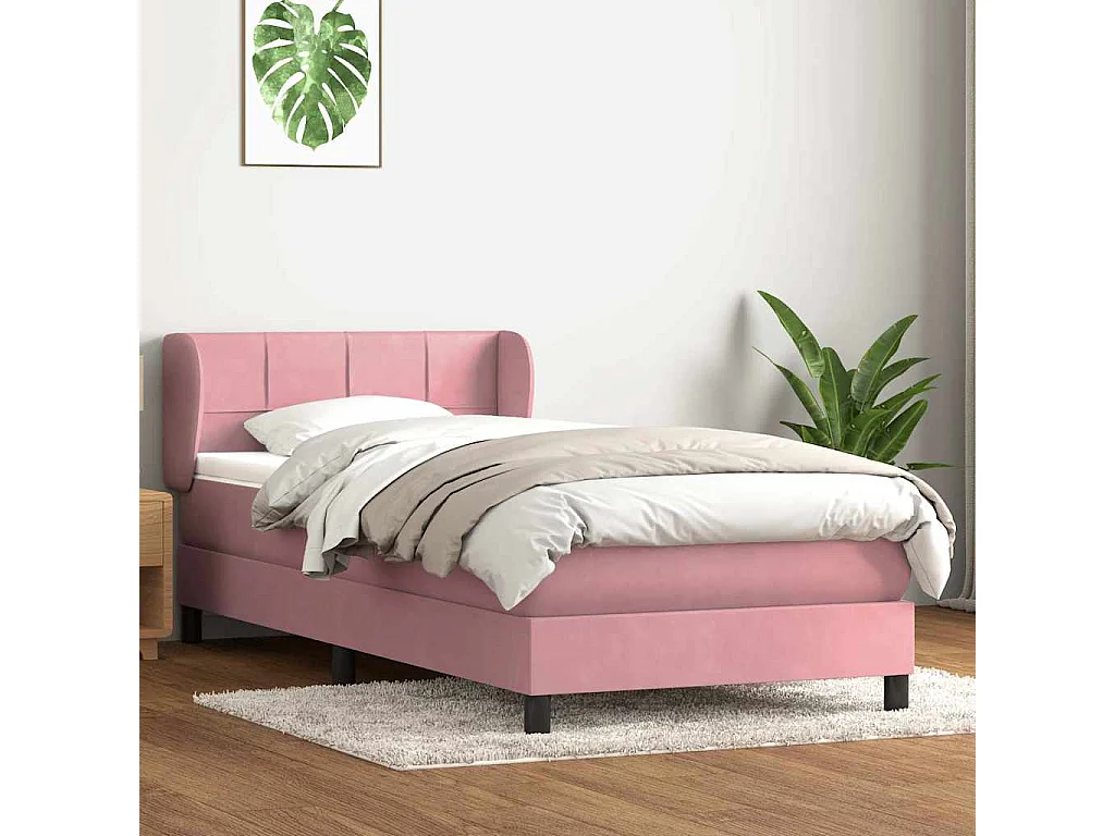 Boxspringbett mit Matratze Rosa 80x220 cm Samt