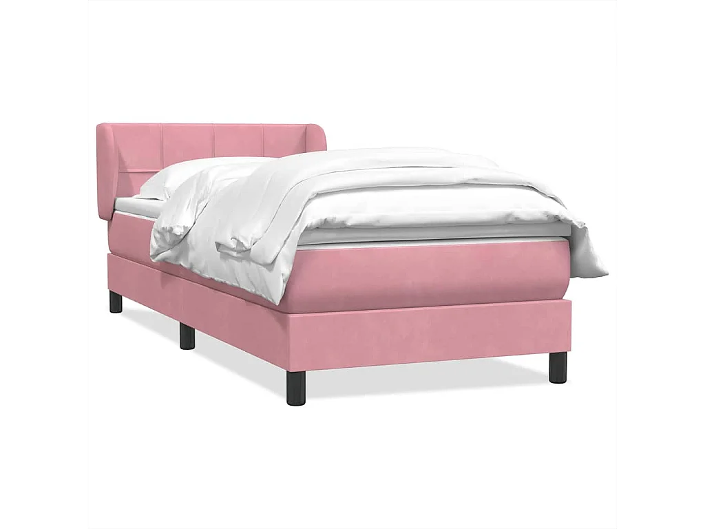 Sommier à lattes de lit avec matelas rose 80x220 cm velours
