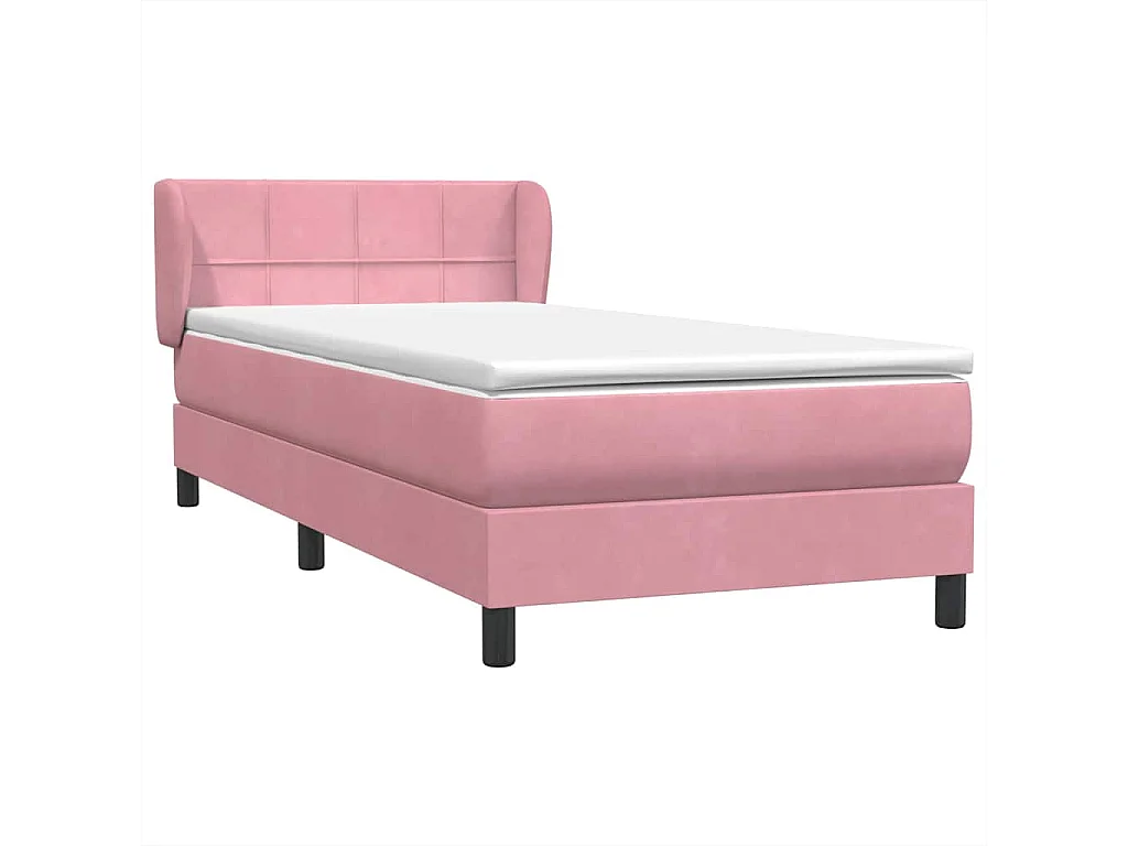 Sommier à lattes de lit avec matelas rose 80x220 cm velours