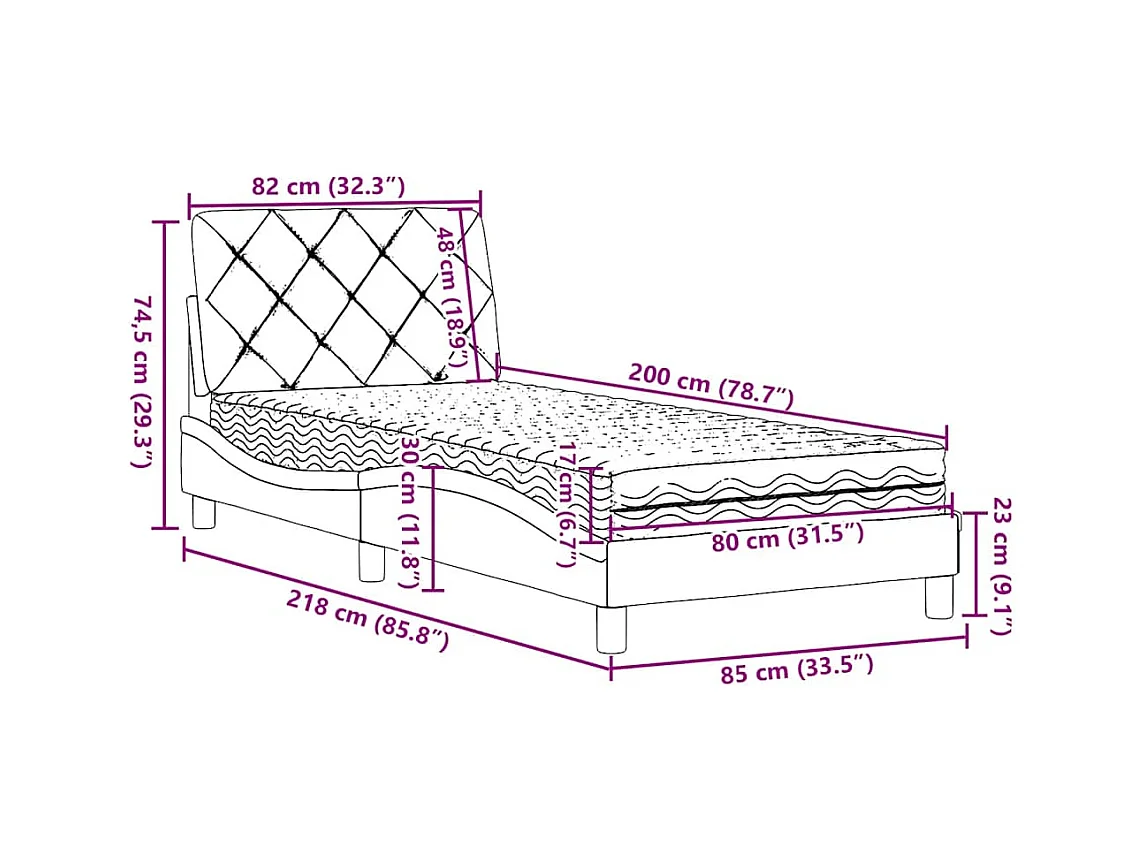 Bed met matras stof zwart 80x200 cm