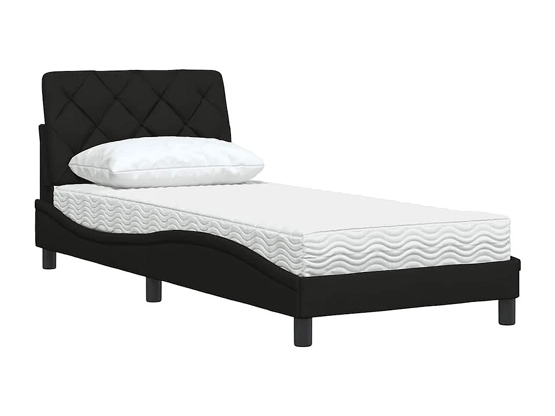Bett mit Matratze Schwarz 80x200 cm Stoff