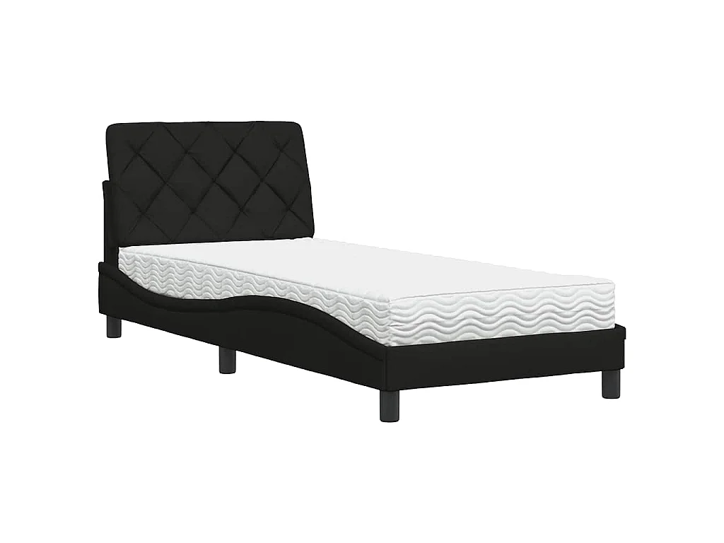 Cama com colchão 80x200 cm tecido preto