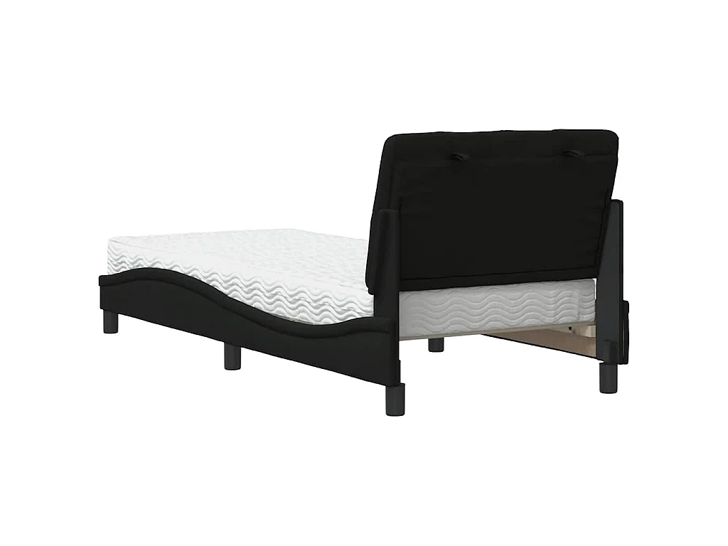Cama com colchão 80x200 cm tecido preto