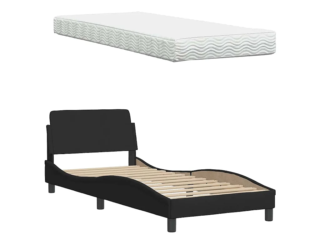 Cama com colchão 80x200 cm tecido preto