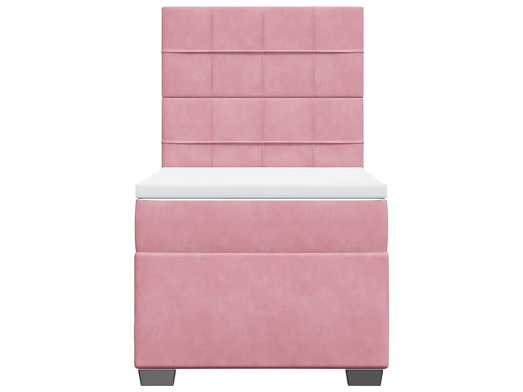 Cama box spring con colchón terciopelo rosa 80x200 cm