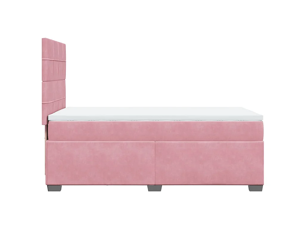 Cama box spring con colchón terciopelo rosa 80x200 cm