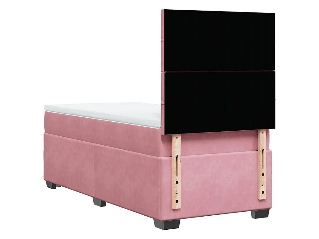 Cama box spring con colchón terciopelo rosa 80x200 cm