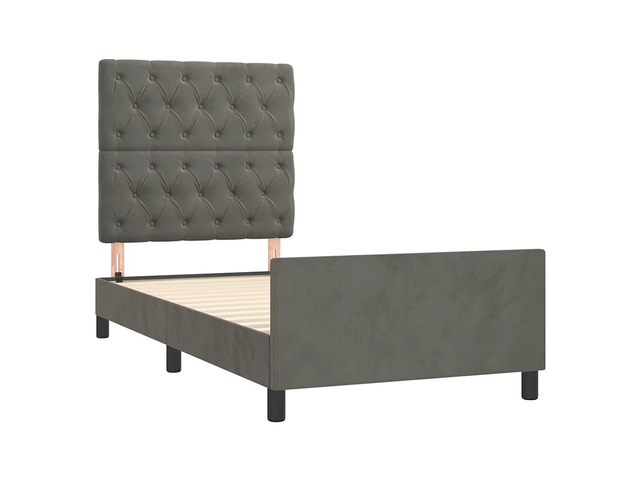 Cadre de lit sans matelas gris foncé 80x200 cm velours