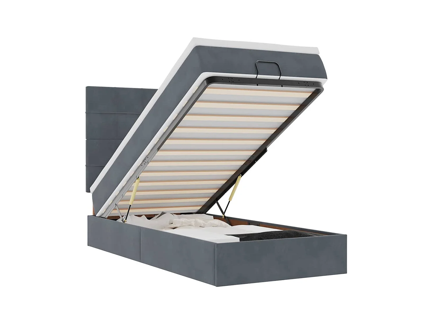 Ottoman-Bett mit Matratzen & LEDs Dunkelgrau 80x200 cm Samt