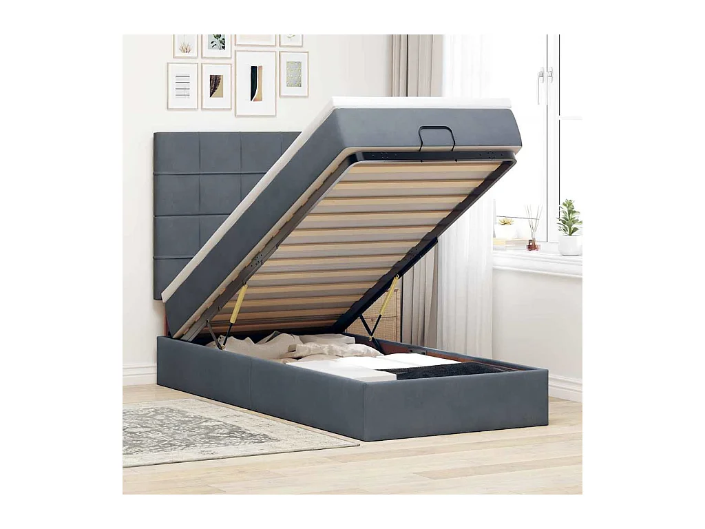 Struttura Letto Pouf con Materassi 180x200 cm in Velluto