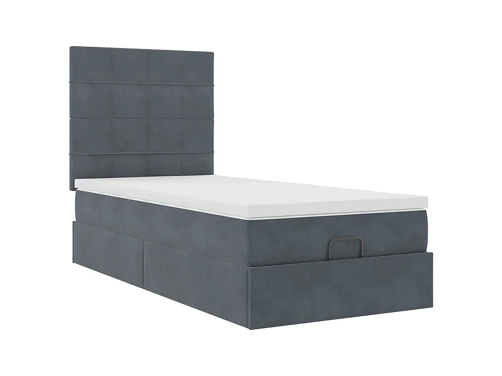 Ottoman-Bett mit Matratzen & LEDs Dunkelgrau 80x200 cm Samt