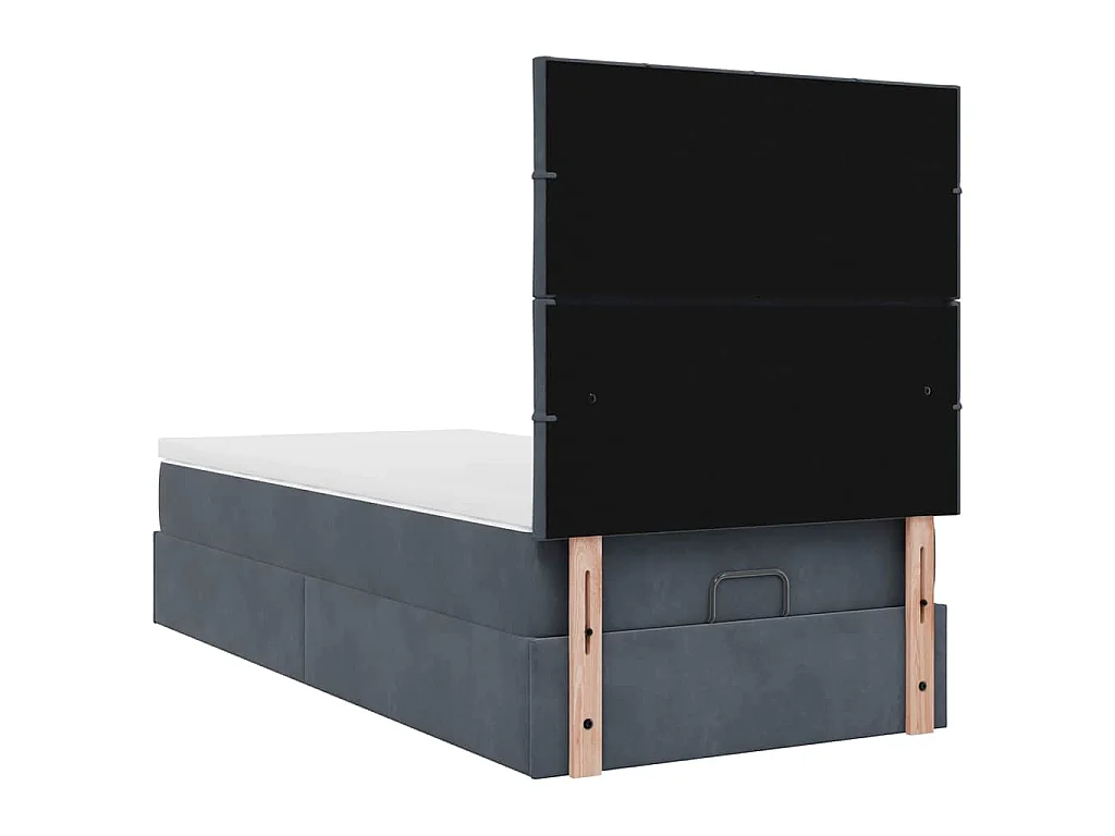 Ottoman-Bett mit Matratzen & LEDs Dunkelgrau 80x200 cm Samt