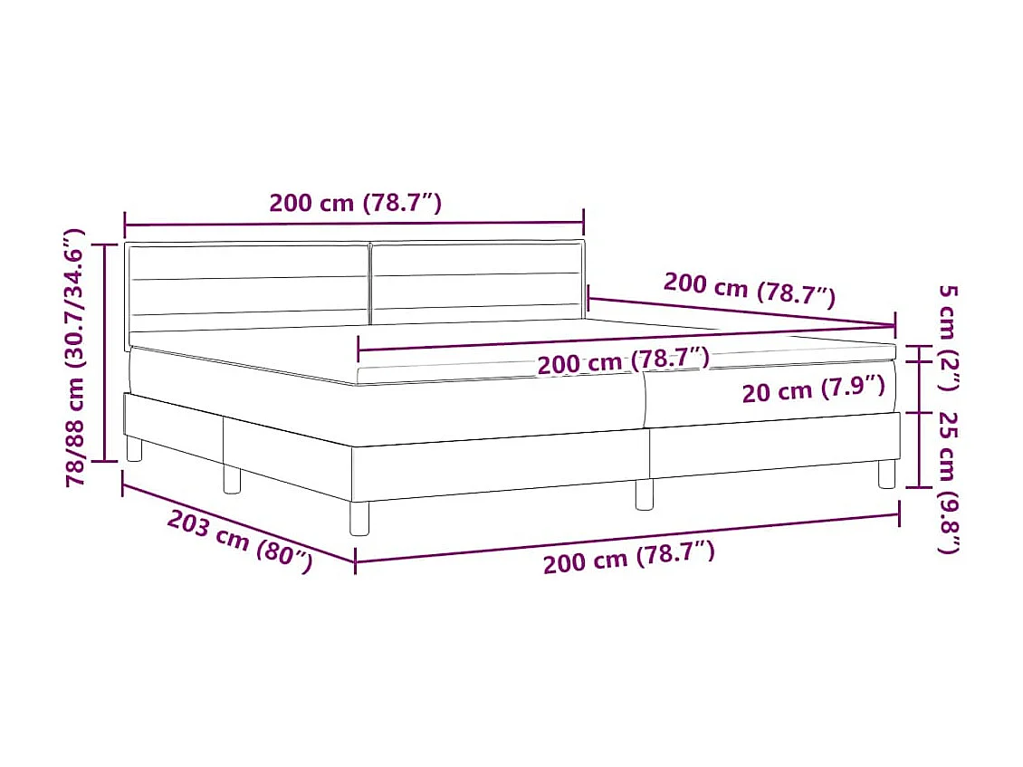 Boxspringbed met matras Donkergrijs 200 x 200 cm Stof