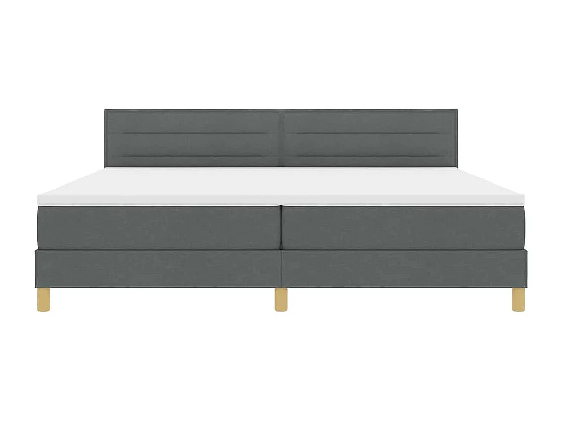 Lit à ressorts avec matelas Gris foncé 200 x 200 cm tissu