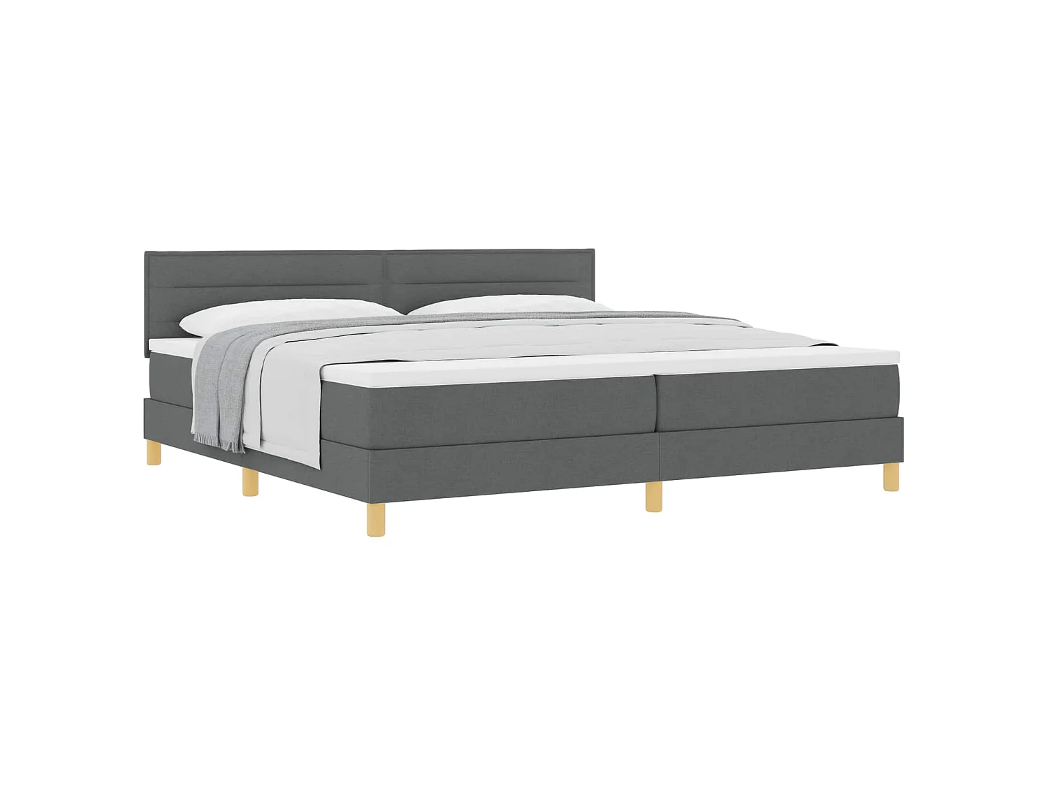 Letto a molle con cuscino Grigio scuro 200 x 200 cm Tessuto