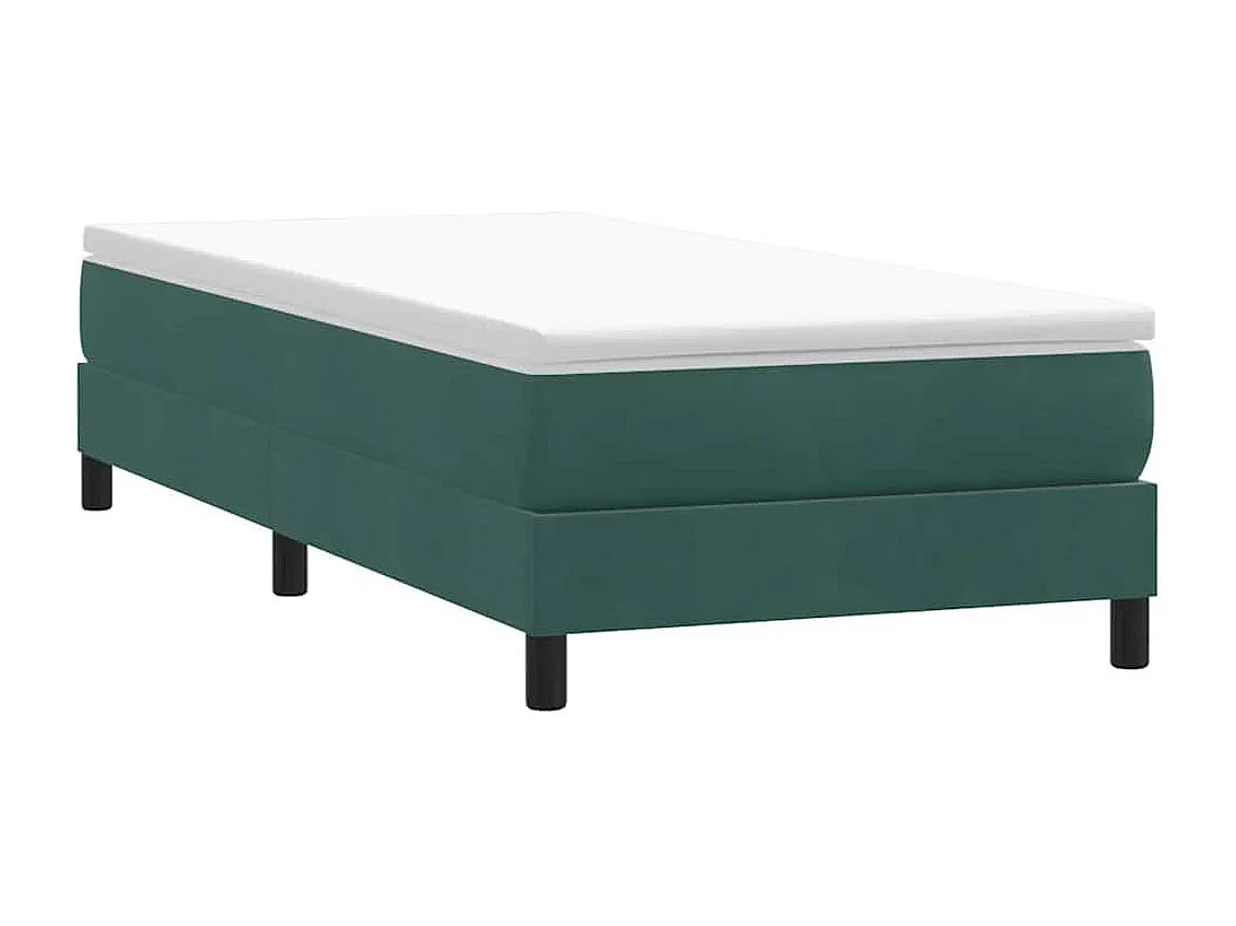 Cama box spring con colchón terciopelo verde oscuro 80x210 cm