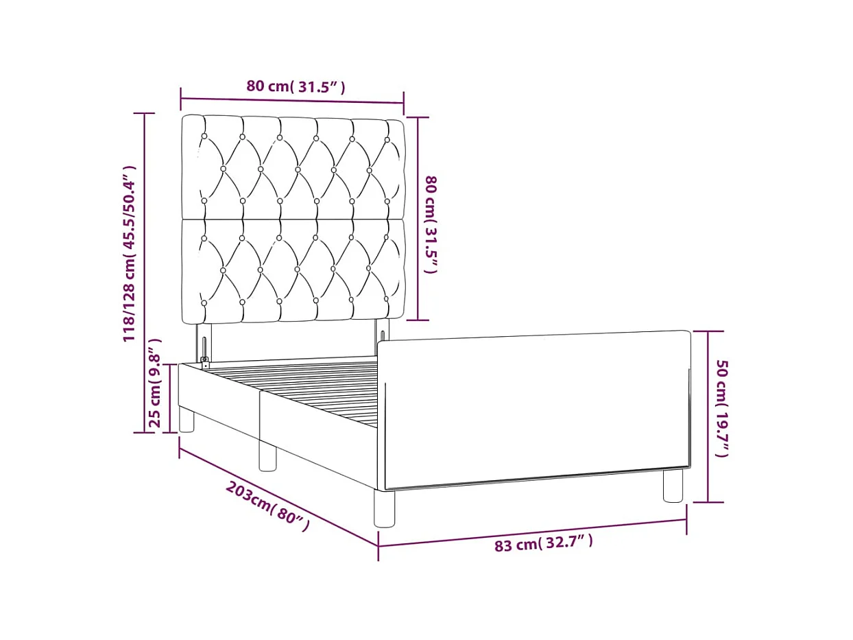 Bettgestell ohne Matratze Hellgrau 80x200 cm Stoff