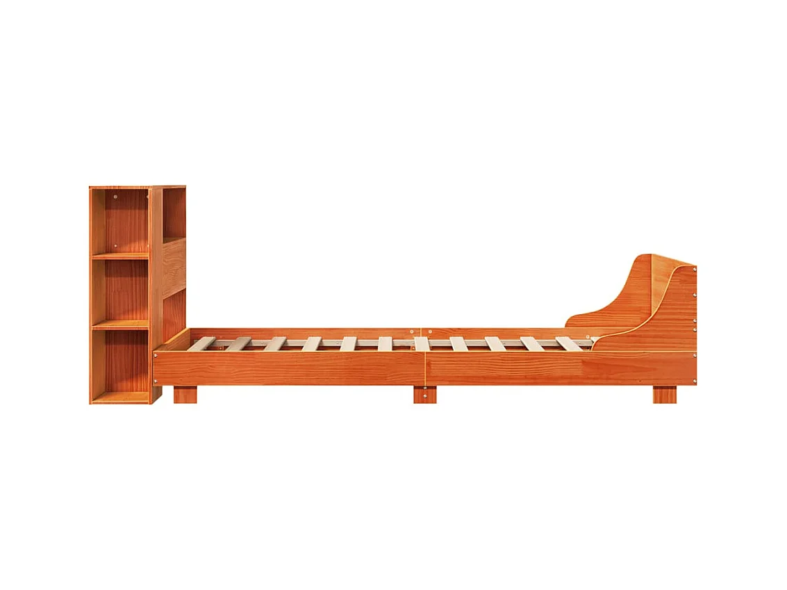 Cadre de lit sans matelas cire marron 75x190 cm bois pin massif