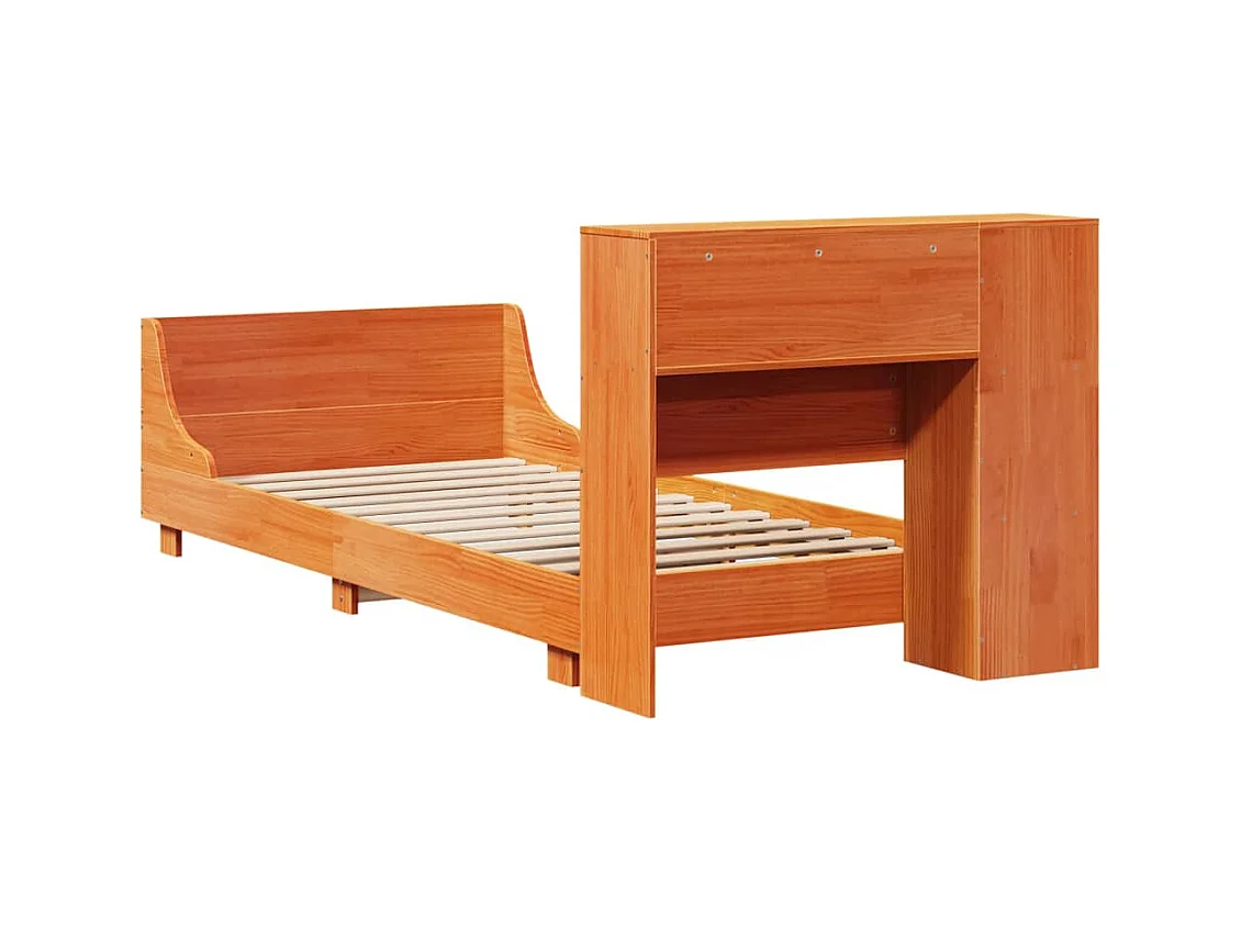 Cadre de lit sans matelas cire marron 75x190 cm bois pin massif
