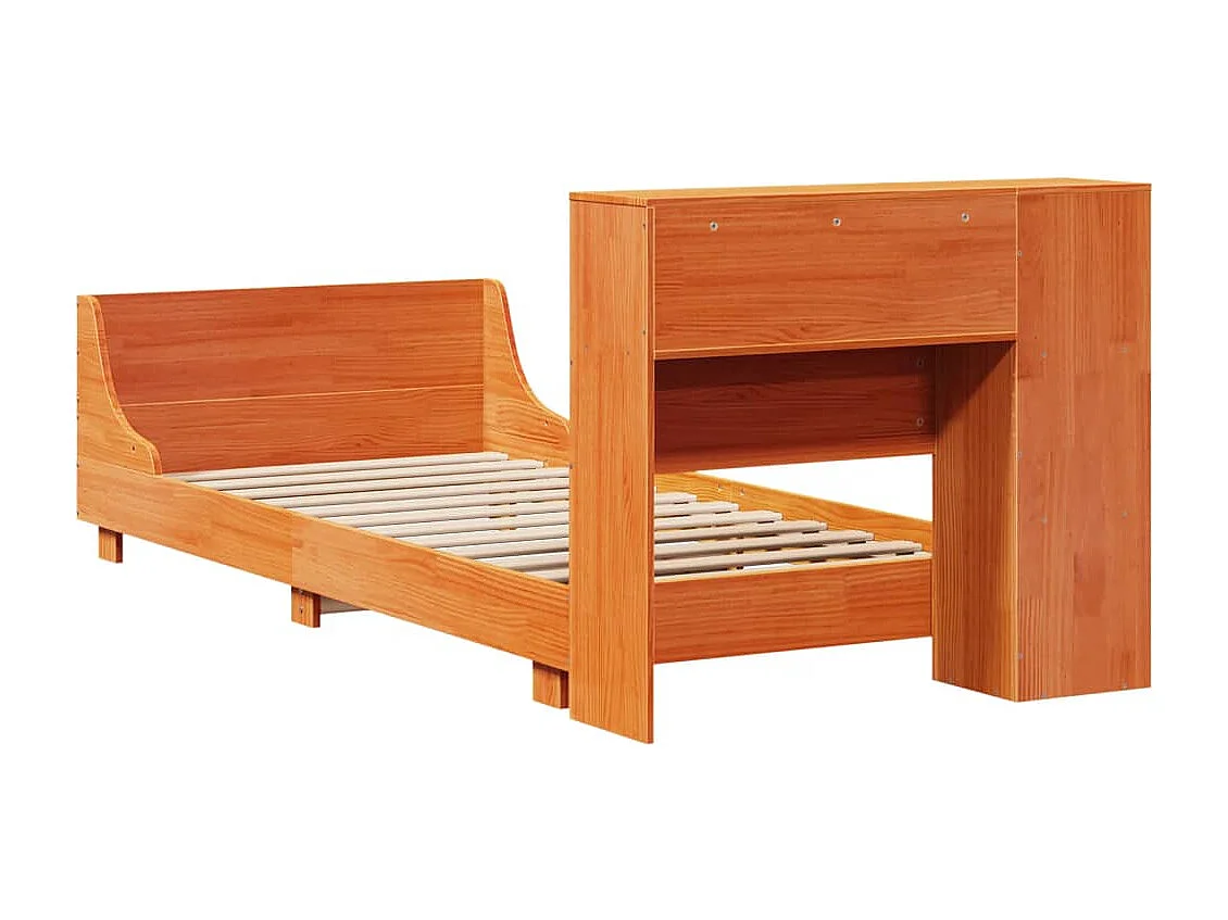 Massivholzbett ohne Matratze Wachsbraun 75x190 cm Kiefernholz