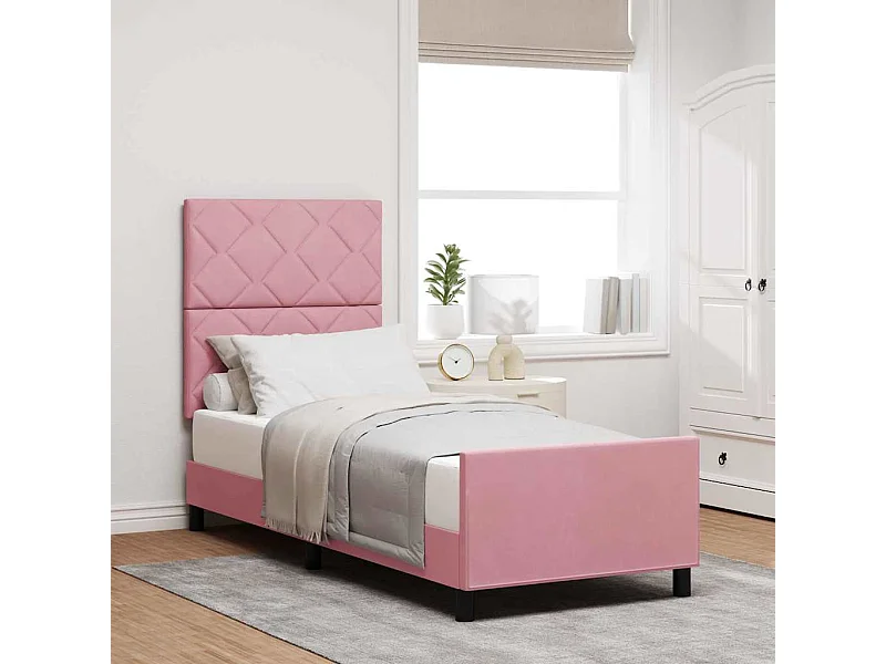 Cadre de lit avec tête de lit Rose 80 x 200 cm Velours