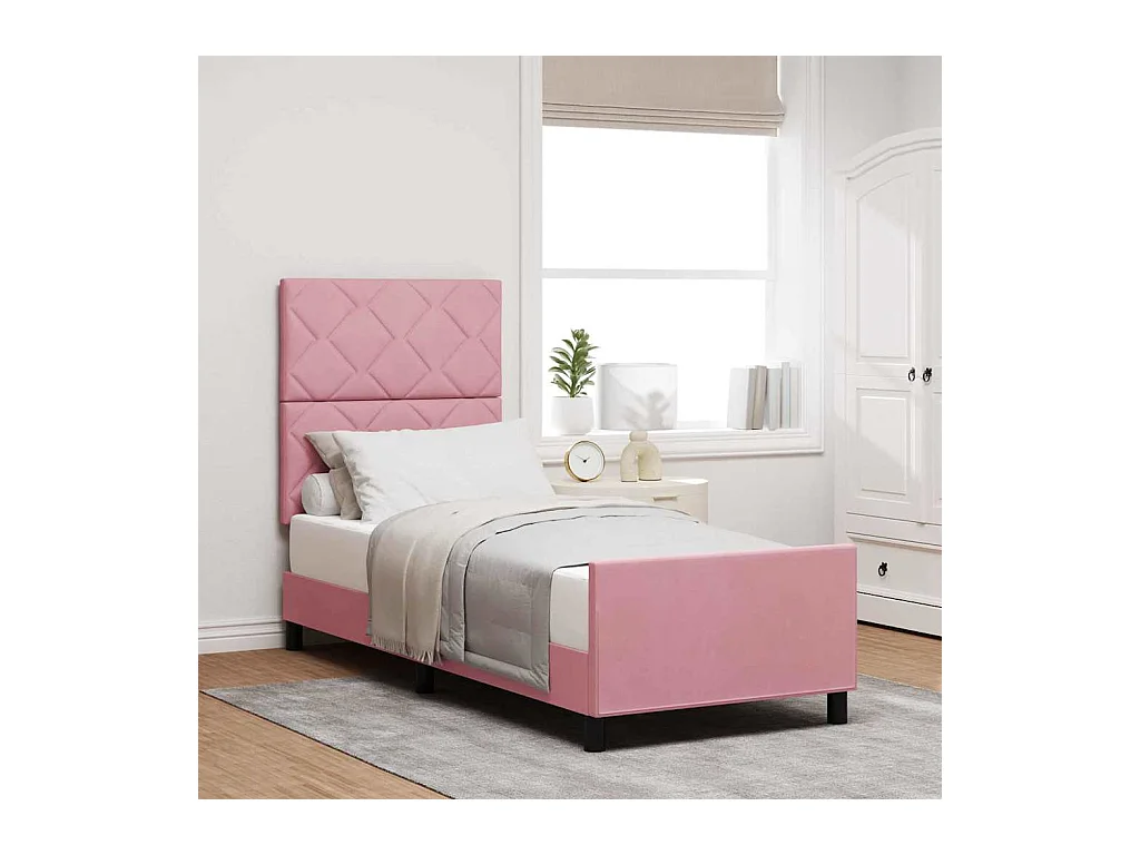 Cadre de lit avec tête de lit Rose 80 x 200 cm Velours