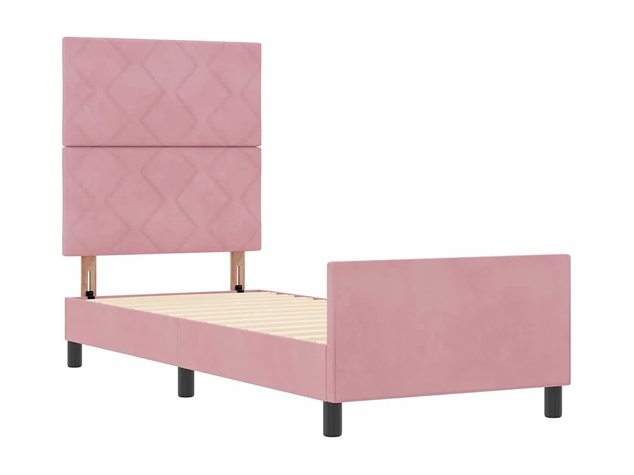 Cadre de lit avec tête de lit Rose 80 x 200 cm Velours
