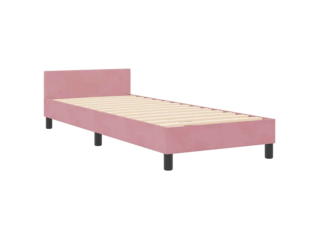 Cama tipo Box Spring con cabecera Rosa 80 x 200 cm Terciopelo