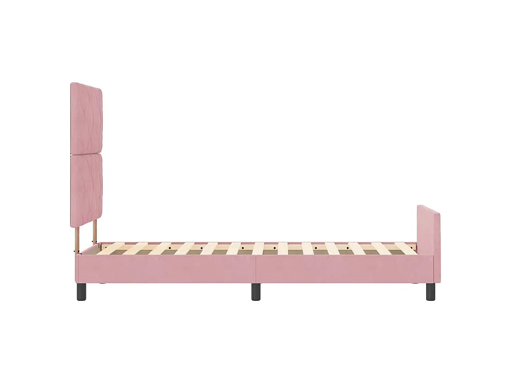 Cama tipo Box Spring con cabecera Rosa 80 x 200 cm Terciopelo