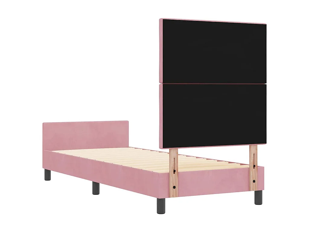 Cama tipo Box Spring con cabecera Rosa 80 x 200 cm Terciopelo