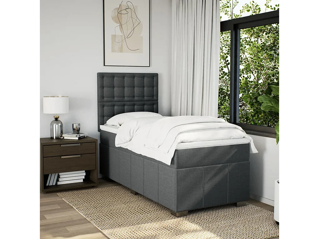 Cama com molas/colchão 80x200 cm tecido cinzento-escuro