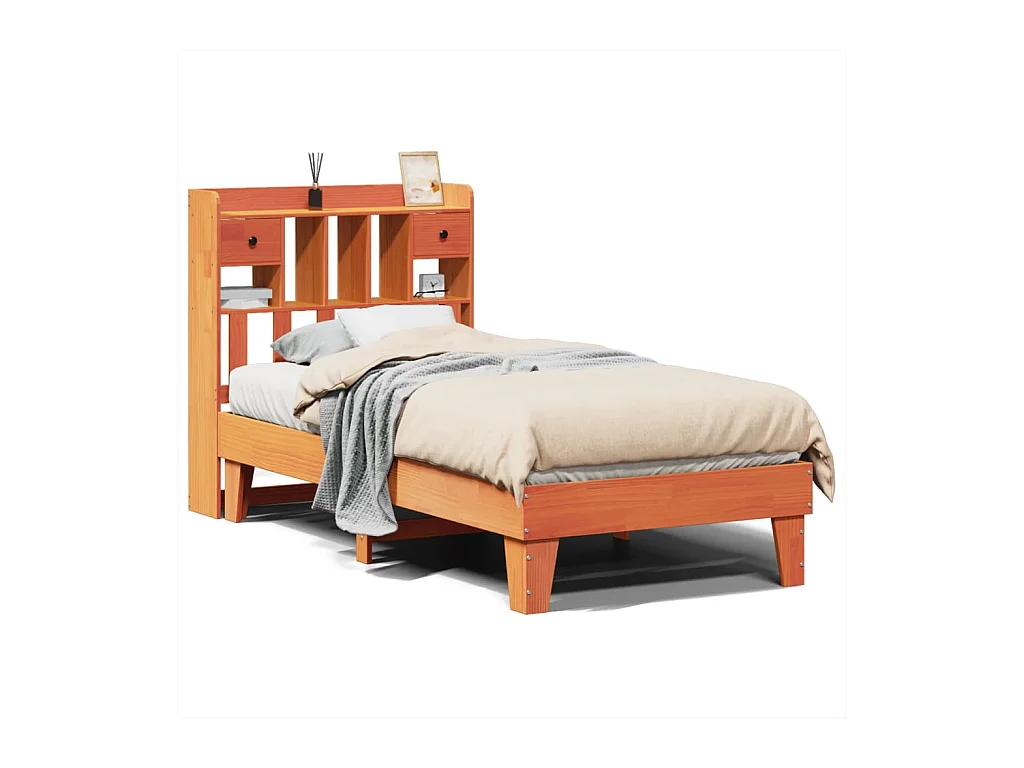 Cadre de lit sans matelas cire marron 75x190 cm bois pin massif