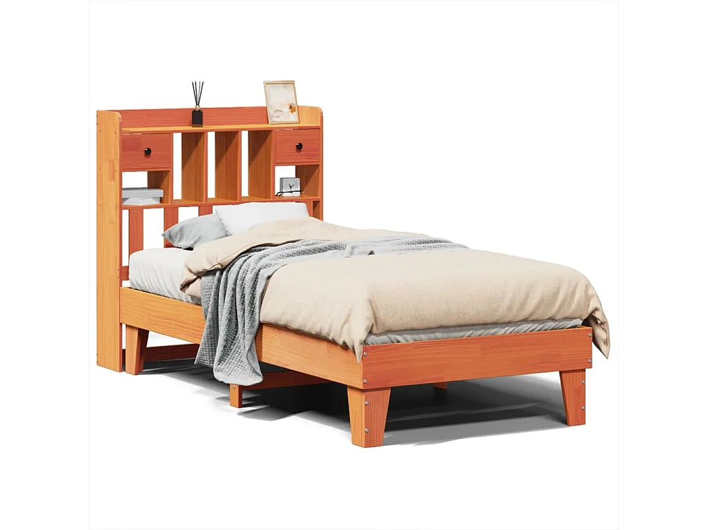 Cadre de lit sans matelas cire marron 75x190 cm bois pin massif