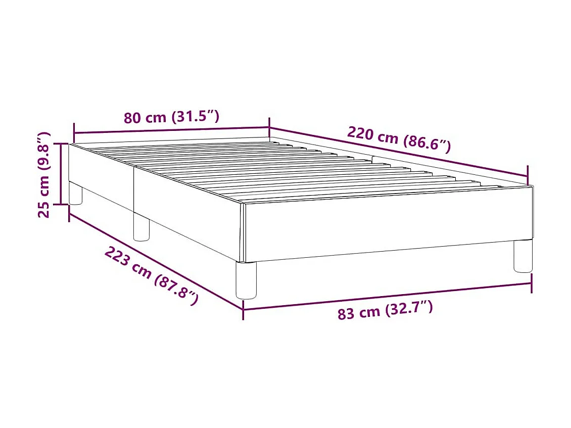 Cadre de lit sans matelas vert foncé 80x220 cm velours