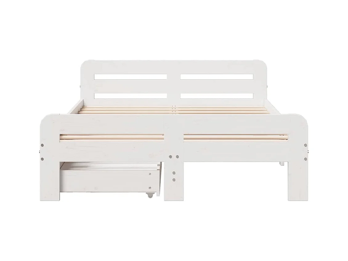 Massivholzbett ohne Matratze Weiß 135x190 cm Kiefernholz